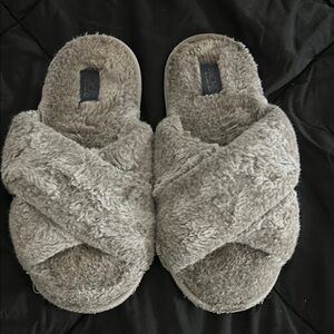 Cozy Gray Fuzzy Slippers